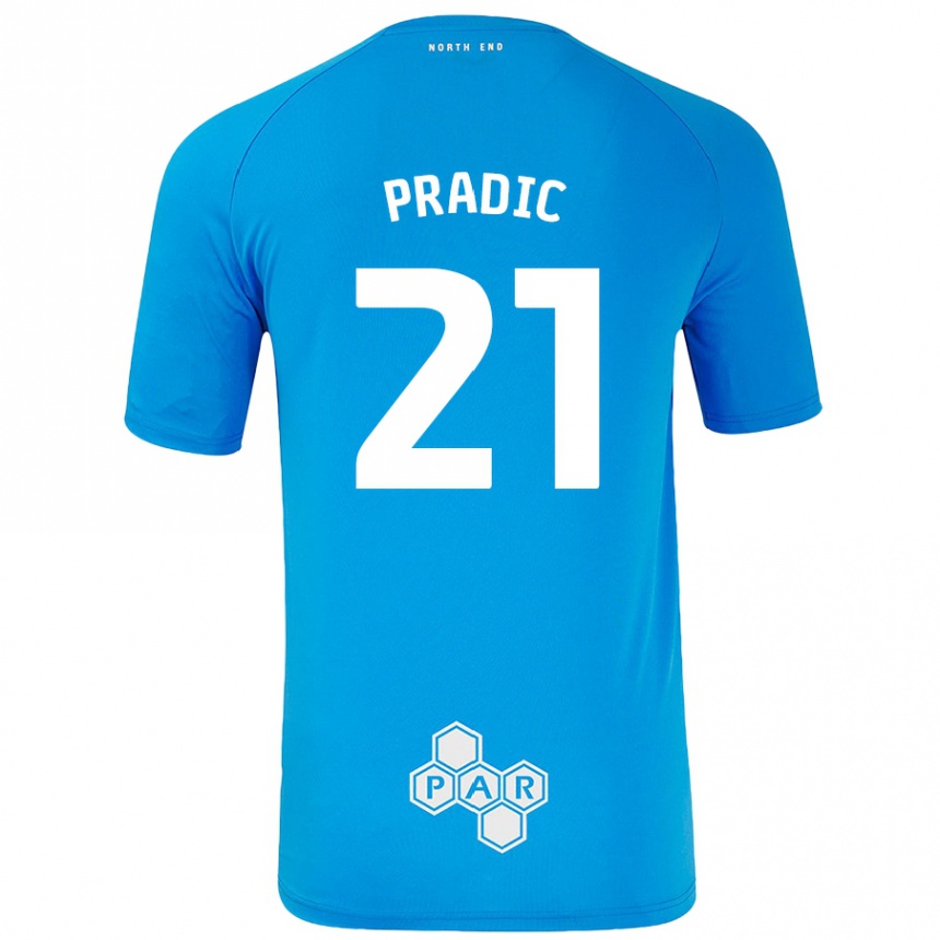 Vaikiškas James Pradic #21 Dangaus Mėlyna Išvykos Marškinėliai 2024/25 T-Shirt