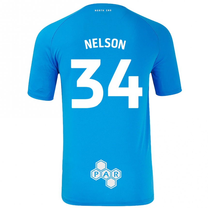 Vaikiškas Kitt Nelson #34 Dangaus Mėlyna Išvykos Marškinėliai 2024/25 T-Shirt