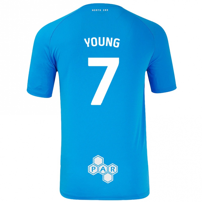 Vaikiškas Danielle Young #7 Dangaus Mėlyna Išvykos Marškinėliai 2024/25 T-Shirt