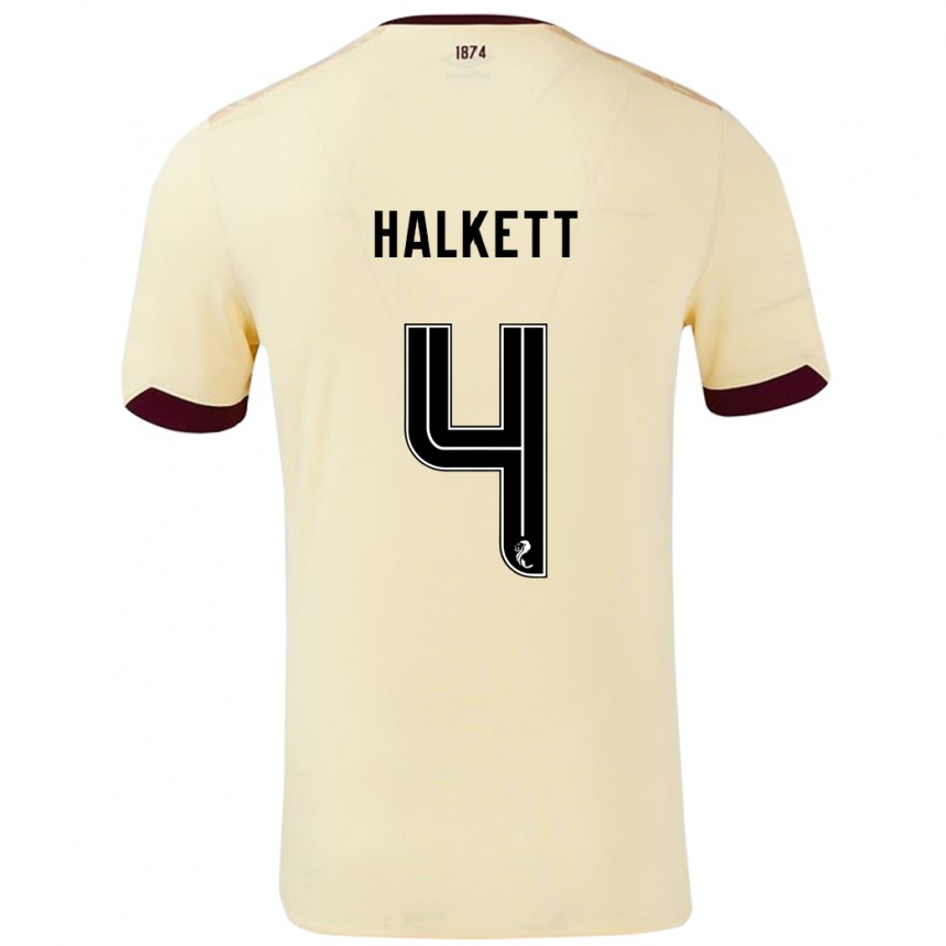 Vaikiškas Craig Halkett #4 Kreminė Bordo Išvykos Marškinėliai 2024/25 T-Shirt