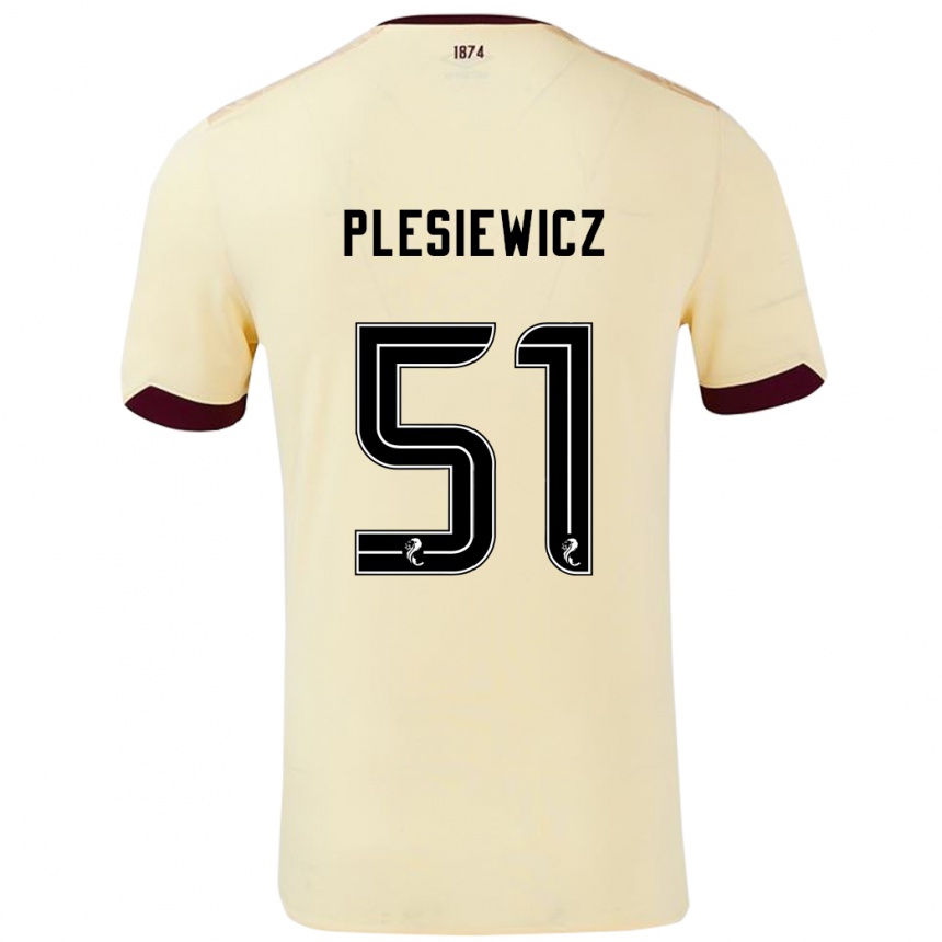 Vaikiškas Szymon Plesiewicz #51 Kreminė Bordo Išvykos Marškinėliai 2024/25 T-Shirt