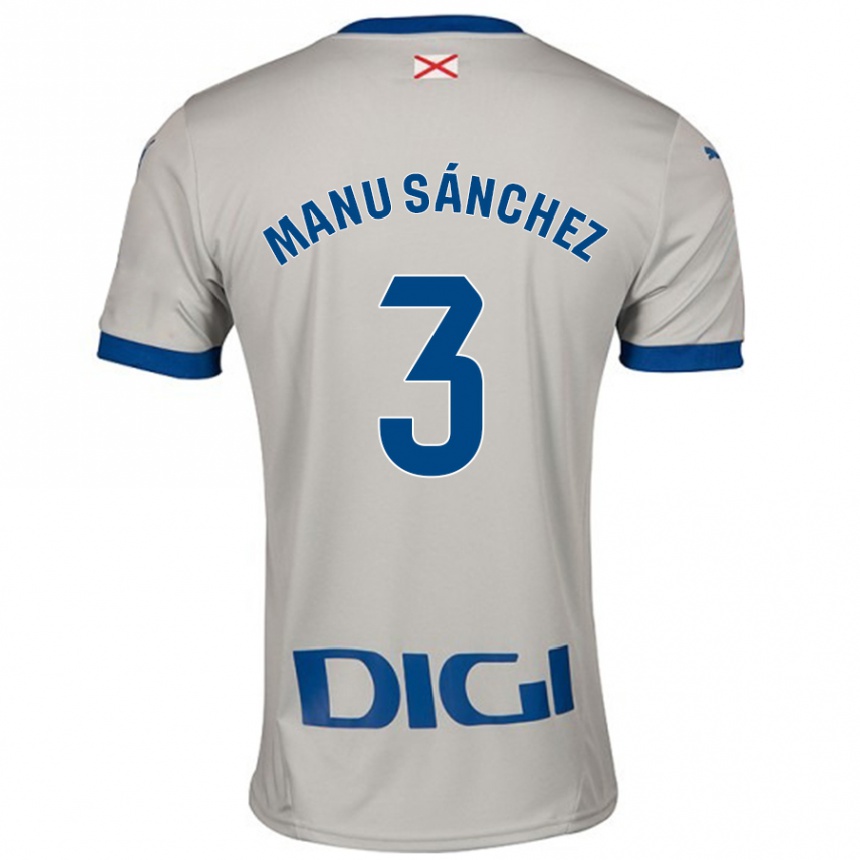 Vaikiškas Manu Sanchez #3 Šviesiai Pilka Išvykos Marškinėliai 2024/25 T-Shirt