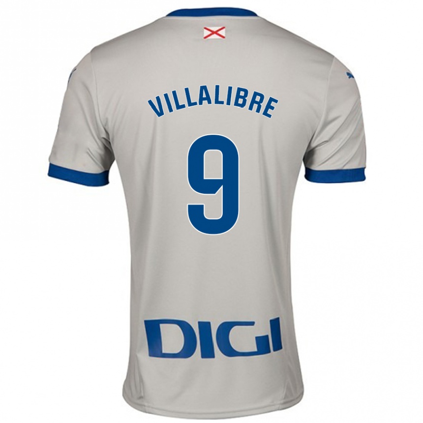 Vaikiškas Asier Villalibre #9 Šviesiai Pilka Išvykos Marškinėliai 2024/25 T-Shirt