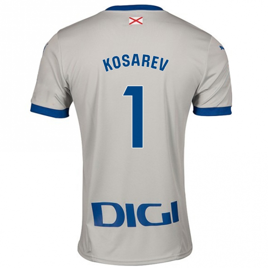 Vaikiškas Oleksandr Kosarev #1 Šviesiai Pilka Išvykos Marškinėliai 2024/25 T-Shirt