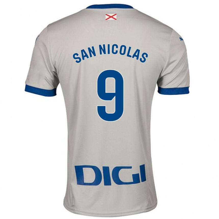 Vaikiškas Olga San Nicolás #9 Šviesiai Pilka Išvykos Marškinėliai 2024/25 T-Shirt