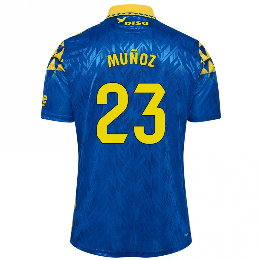 Vaikiškas Álex Muñoz #23 Mėlyna Geltona Išvykos Marškinėliai 2024/25 T-Shirt