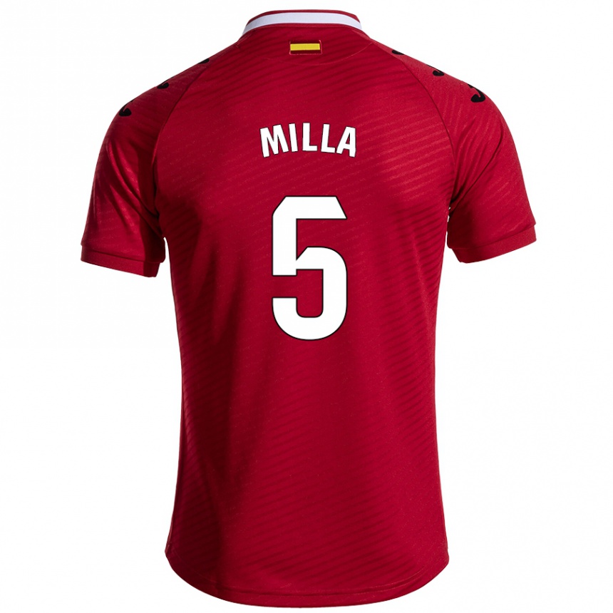 Vaikiškas Luis Milla #5 Tamsiai Raudona Išvykos Marškinėliai 2024/25 T-Shirt