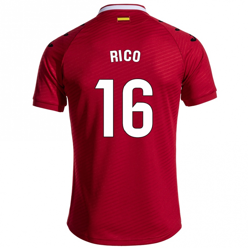 Vaikiškas Diego Rico #16 Tamsiai Raudona Išvykos Marškinėliai 2024/25 T-Shirt