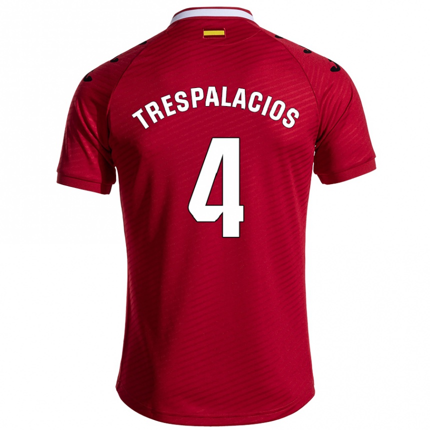 Vaikiškas Adrián Trespalacios #4 Tamsiai Raudona Išvykos Marškinėliai 2024/25 T-Shirt