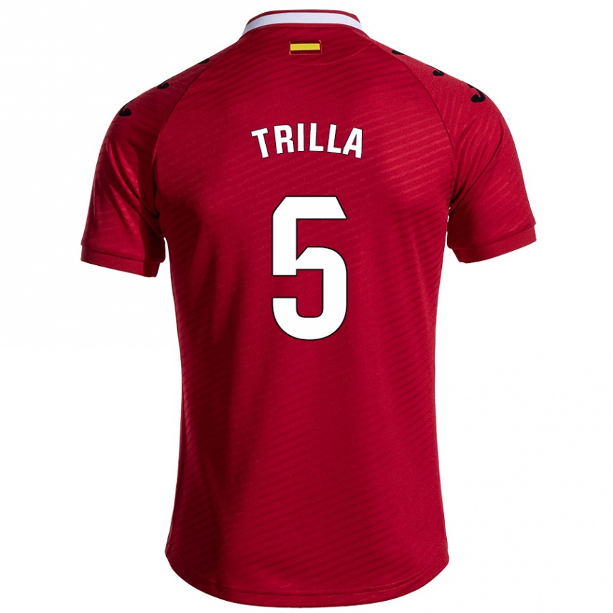 Vaikiškas Guillem Trilla #5 Tamsiai Raudona Išvykos Marškinėliai 2024/25 T-Shirt