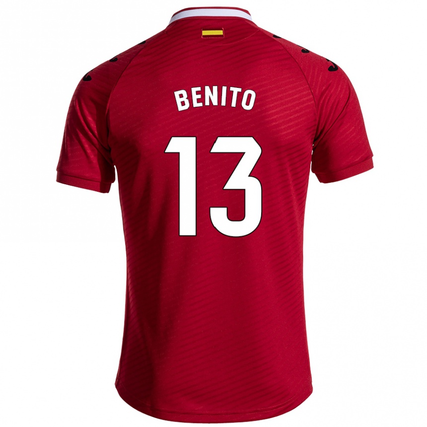 Vaikiškas Jorge Benito #13 Tamsiai Raudona Išvykos Marškinėliai 2024/25 T-Shirt