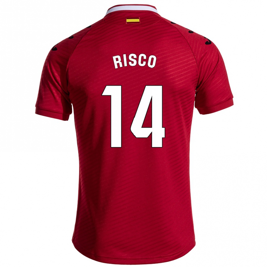 Vaikiškas Alberto Risco #14 Tamsiai Raudona Išvykos Marškinėliai 2024/25 T-Shirt