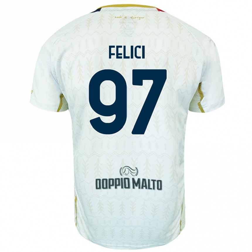 Vaikiškas Mattia Felici #97 Baltas Išvykos Marškinėliai 2024/25 T-Shirt