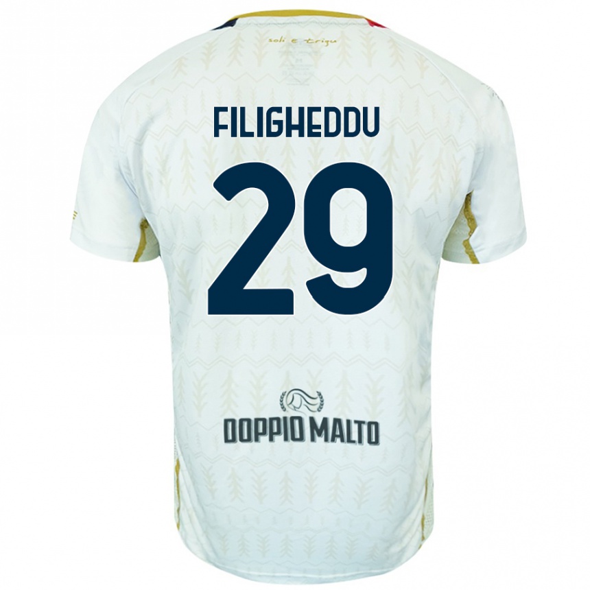 Vaikiškas Daniele Filigheddu #29 Baltas Išvykos Marškinėliai 2024/25 T-Shirt