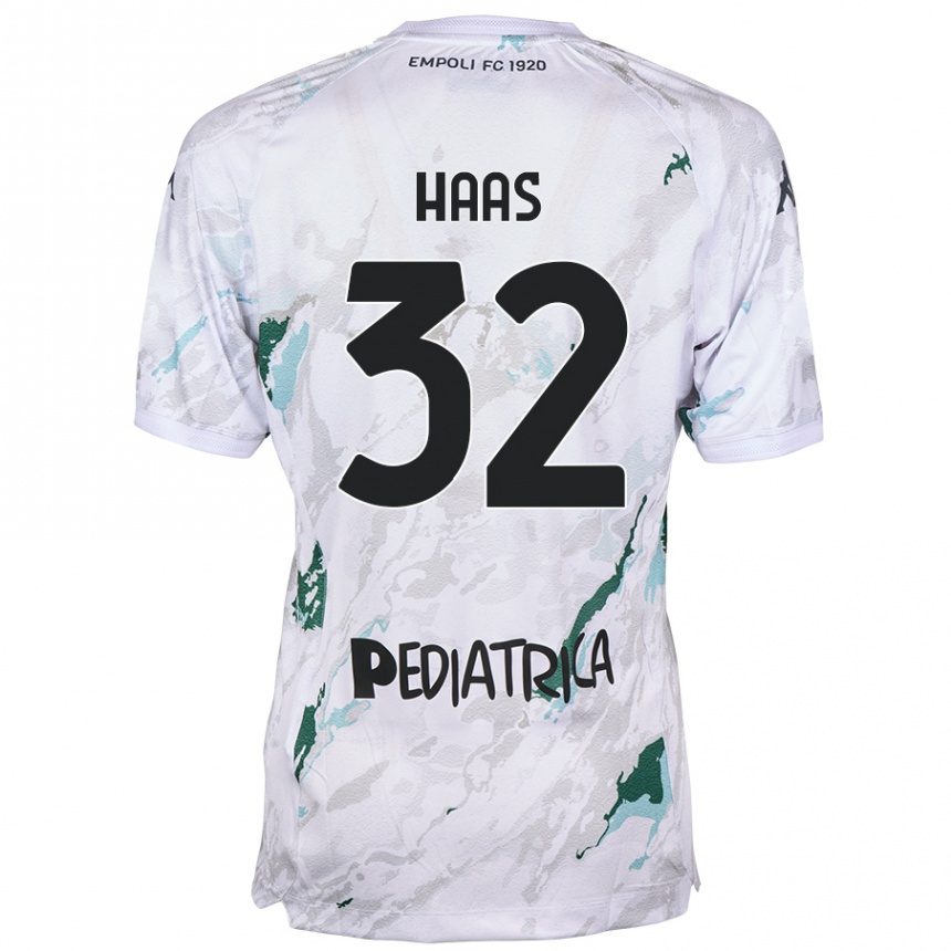 Vaikiškas Nicolas Haas #32 Pilka Išvykos Marškinėliai 2024/25 T-Shirt