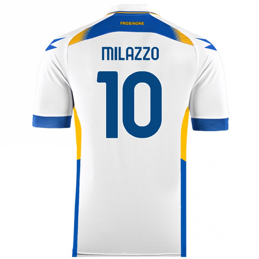 Vaikiškas Simone Milazzo #10 Baltas Išvykos Marškinėliai 2024/25 T-Shirt