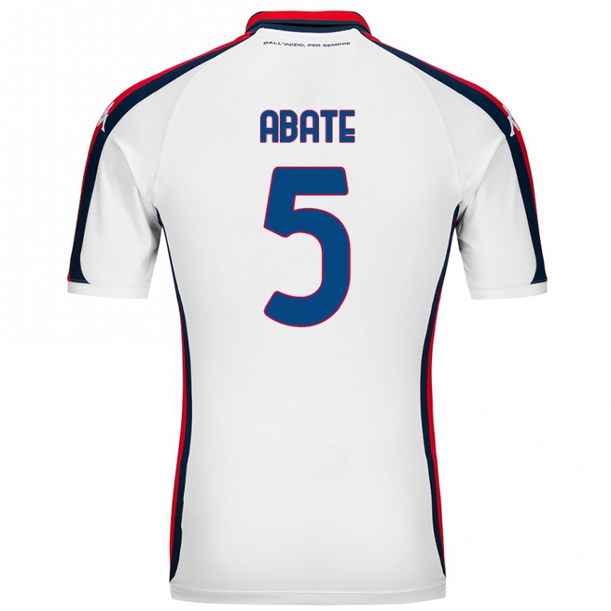 Vaikiškas Giada Abate #5 Baltas Išvykos Marškinėliai 2024/25 T-Shirt