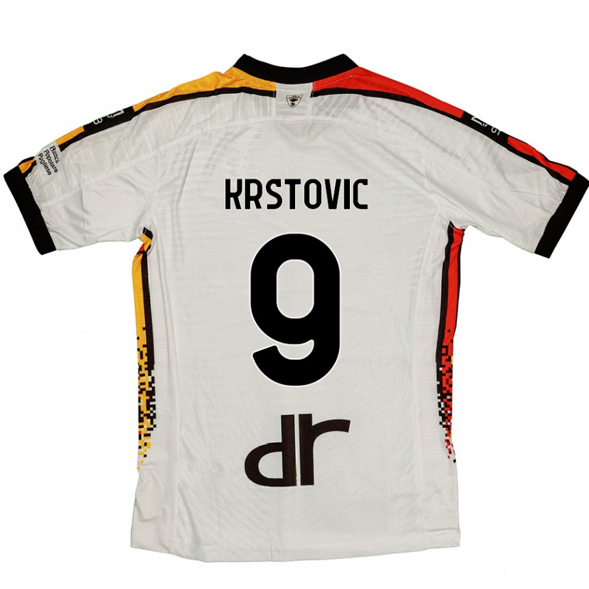 Vaikiškas Nikola Krstovic #9 Balta Juoda Išvykos Marškinėliai 2024/25 T-Shirt