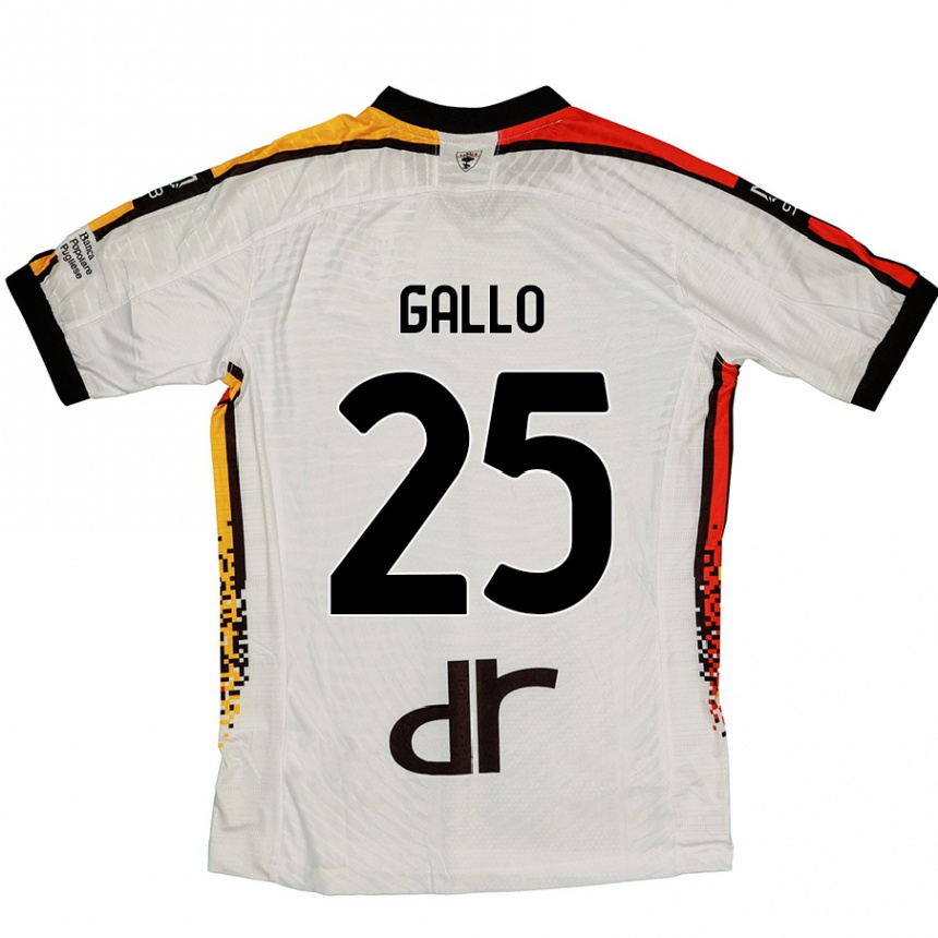 Vaikiškas Antonino Gallo #25 Balta Juoda Išvykos Marškinėliai 2024/25 T-Shirt