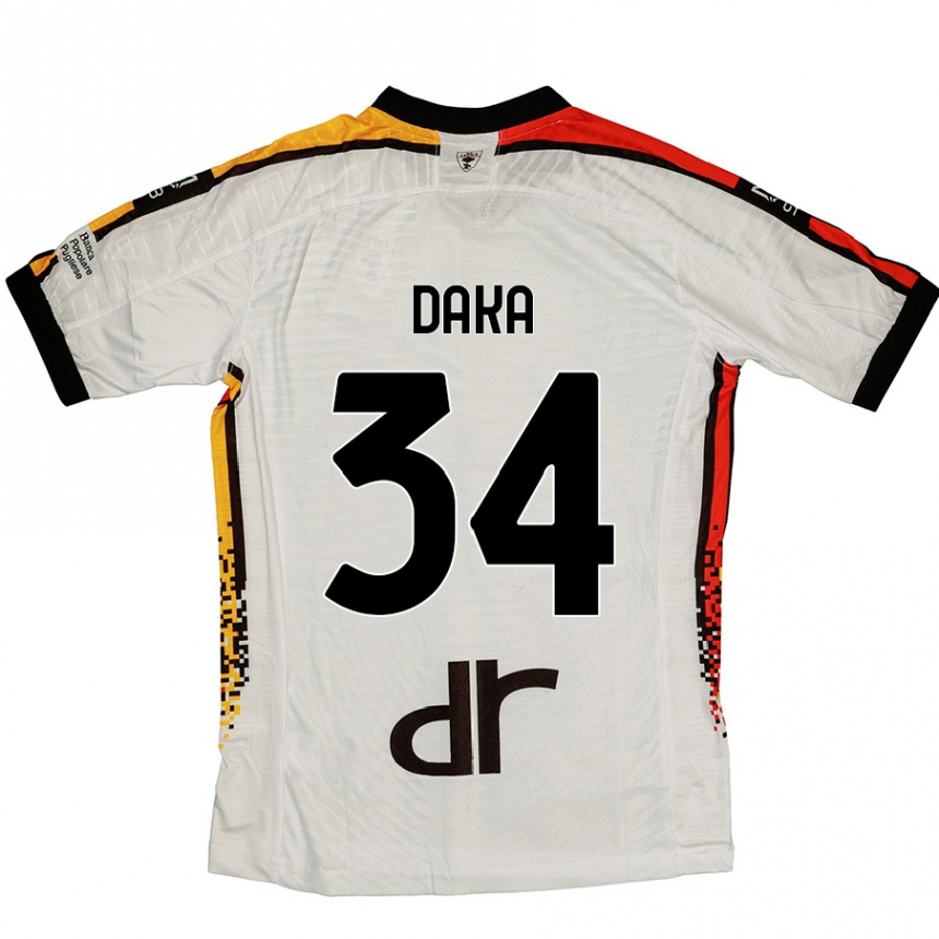 Vaikiškas Dario Daka #34 Balta Juoda Išvykos Marškinėliai 2024/25 T-Shirt