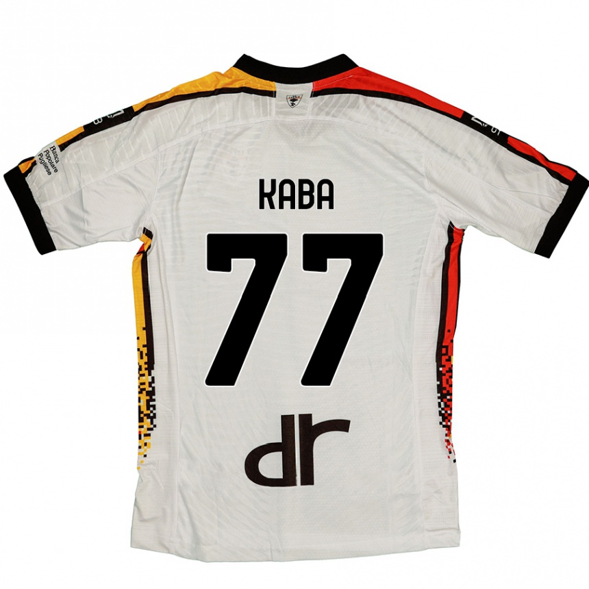 Vaikiškas Mohamed Kaba #77 Balta Juoda Išvykos Marškinėliai 2024/25 T-Shirt