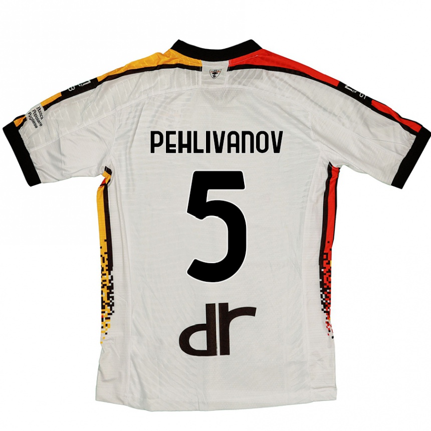 Vaikiškas Cristian Pehlivanov #5 Balta Juoda Išvykos Marškinėliai 2024/25 T-Shirt