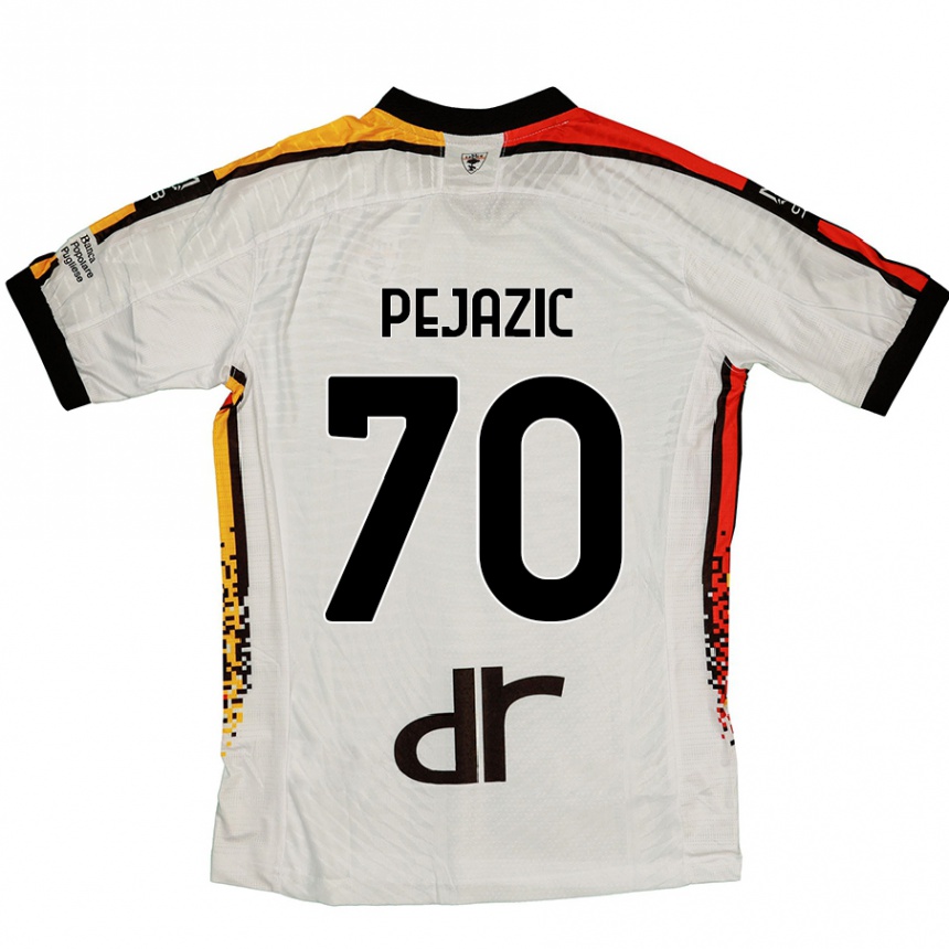 Vaikiškas Mario Pejazic #70 Balta Juoda Išvykos Marškinėliai 2024/25 T-Shirt