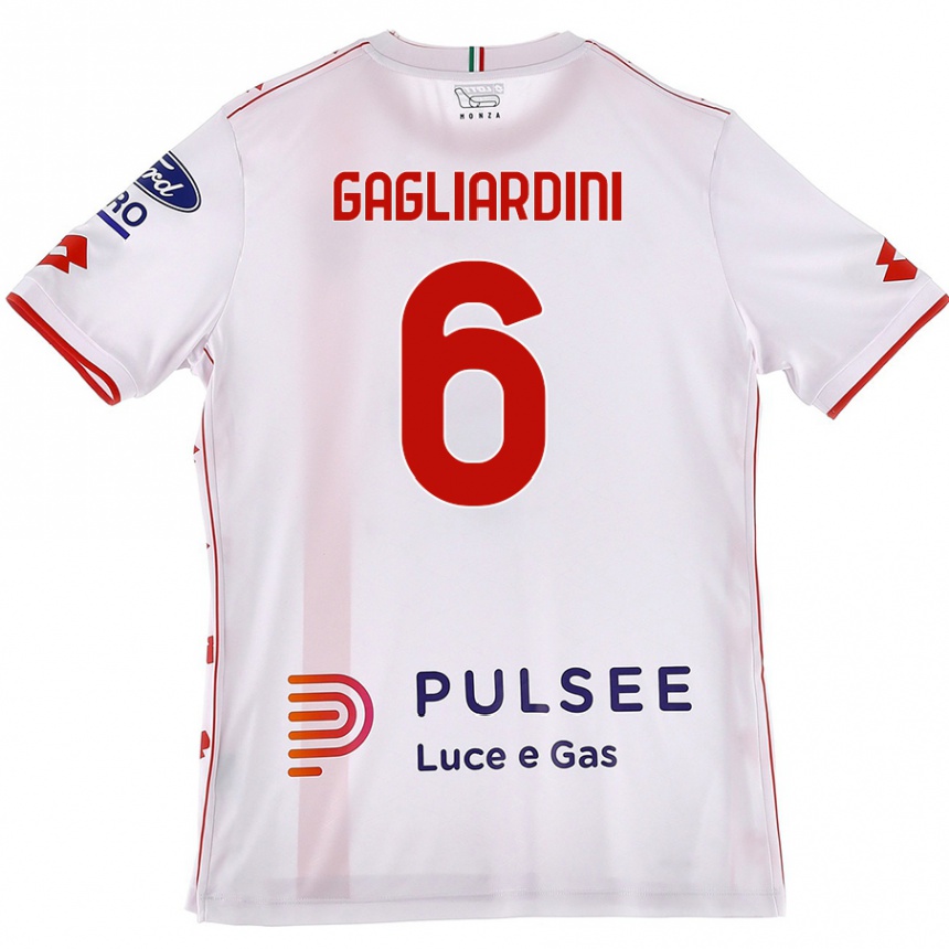 Vaikiškas Roberto Gagliardini #6 Balta Raudona Išvykos Marškinėliai 2024/25 T-Shirt