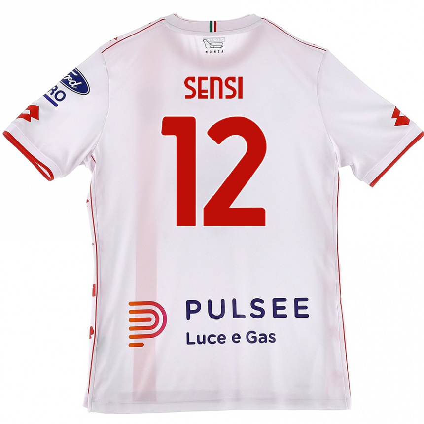 Vaikiškas Stefano Sensi #12 Balta Raudona Išvykos Marškinėliai 2024/25 T-Shirt