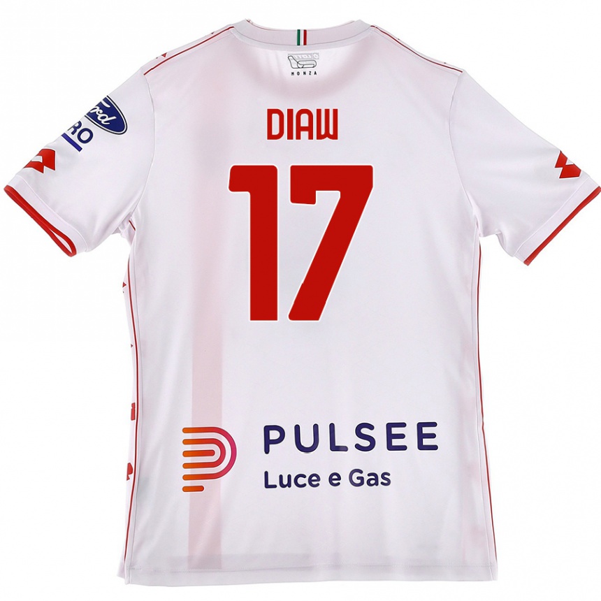 Vaikiškas Davide Diaw #17 Balta Raudona Išvykos Marškinėliai 2024/25 T-Shirt