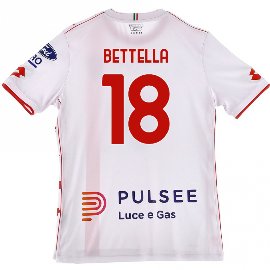 Vaikiškas Davide Bettella #18 Balta Raudona Išvykos Marškinėliai 2024/25 T-Shirt