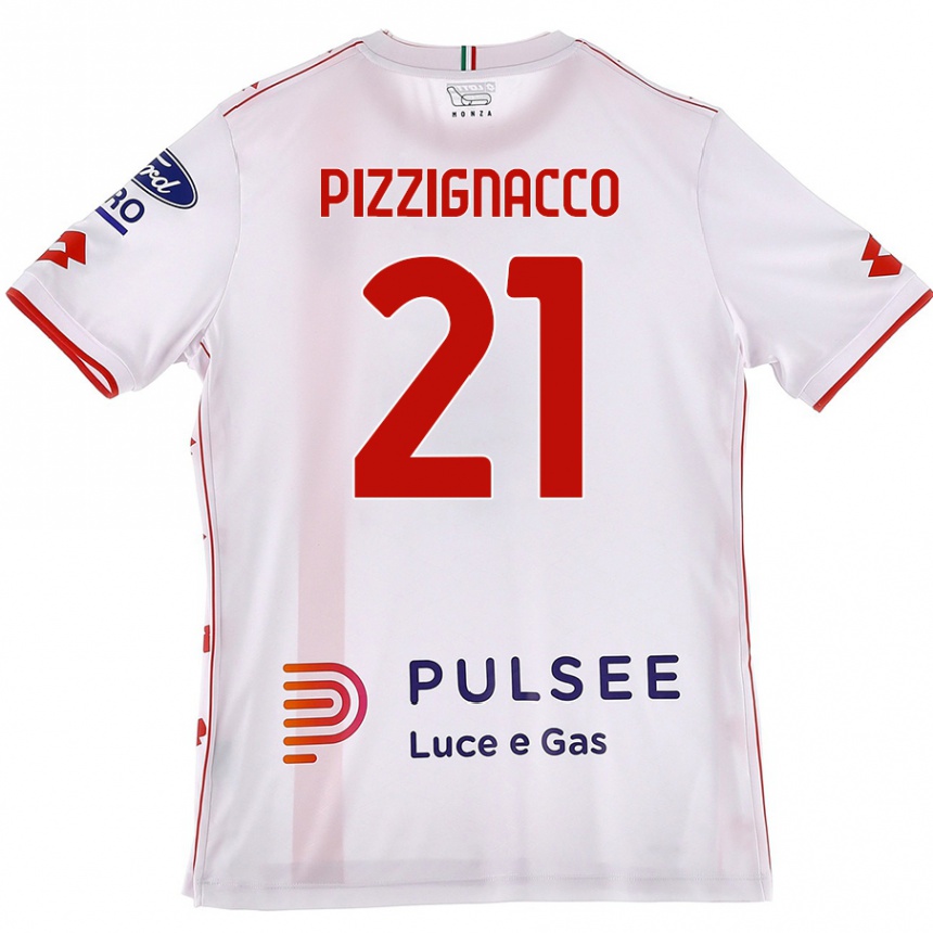 Vaikiškas Semuel Pizzignacco #21 Balta Raudona Išvykos Marškinėliai 2024/25 T-Shirt