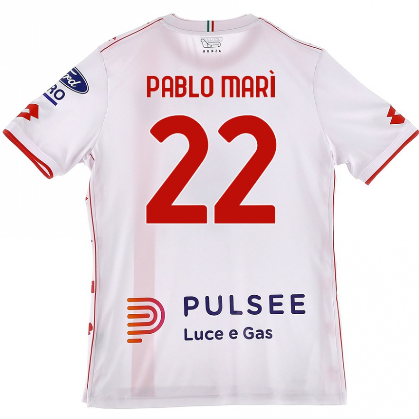 Vaikiškas Pablo Marí #22 Balta Raudona Išvykos Marškinėliai 2024/25 T-Shirt