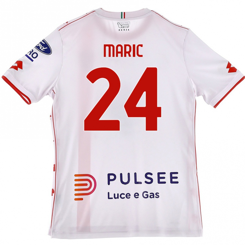 Vaikiškas Mirko Maric #24 Balta Raudona Išvykos Marškinėliai 2024/25 T-Shirt