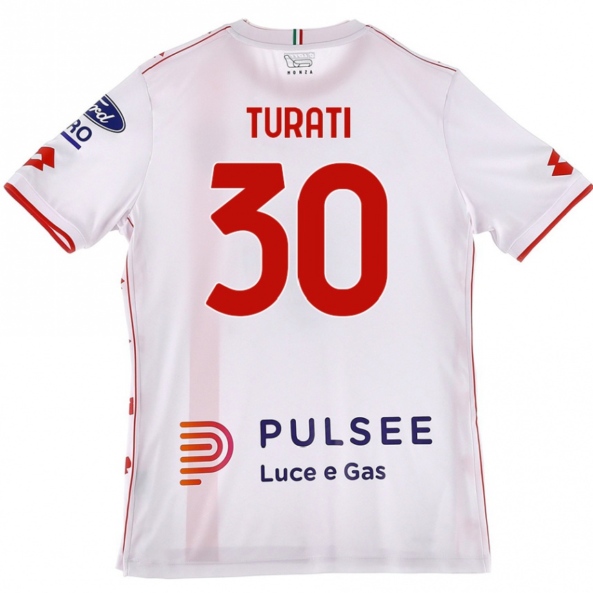 Vaikiškas Stefano Turati #30 Balta Raudona Išvykos Marškinėliai 2024/25 T-Shirt