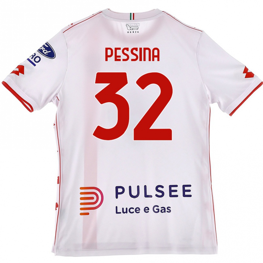 Vaikiškas Matteo Pessina #32 Balta Raudona Išvykos Marškinėliai 2024/25 T-Shirt