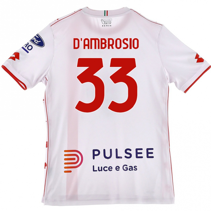 Vaikiškas Danilo D'ambrosio #33 Balta Raudona Išvykos Marškinėliai 2024/25 T-Shirt