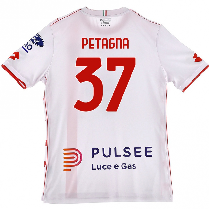 Vaikiškas Andrea Petagna #37 Balta Raudona Išvykos Marškinėliai 2024/25 T-Shirt