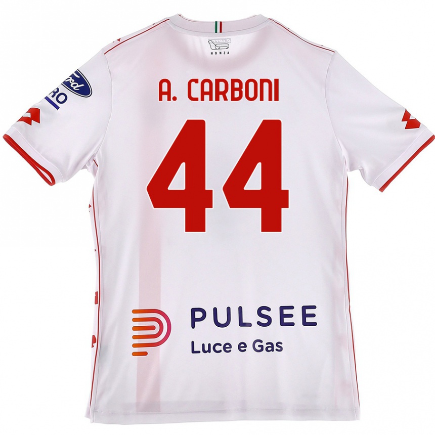 Vaikiškas Andrea Carboni #44 Balta Raudona Išvykos Marškinėliai 2024/25 T-Shirt