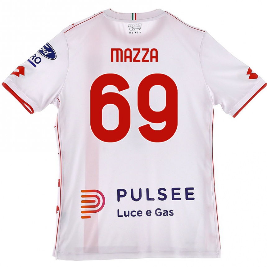 Vaikiškas Andrea Mazza #69 Balta Raudona Išvykos Marškinėliai 2024/25 T-Shirt