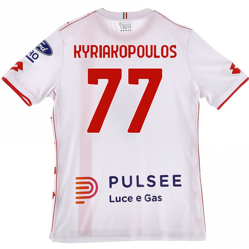 Vaikiškas Georgios Kyriakopoulos #77 Balta Raudona Išvykos Marškinėliai 2024/25 T-Shirt