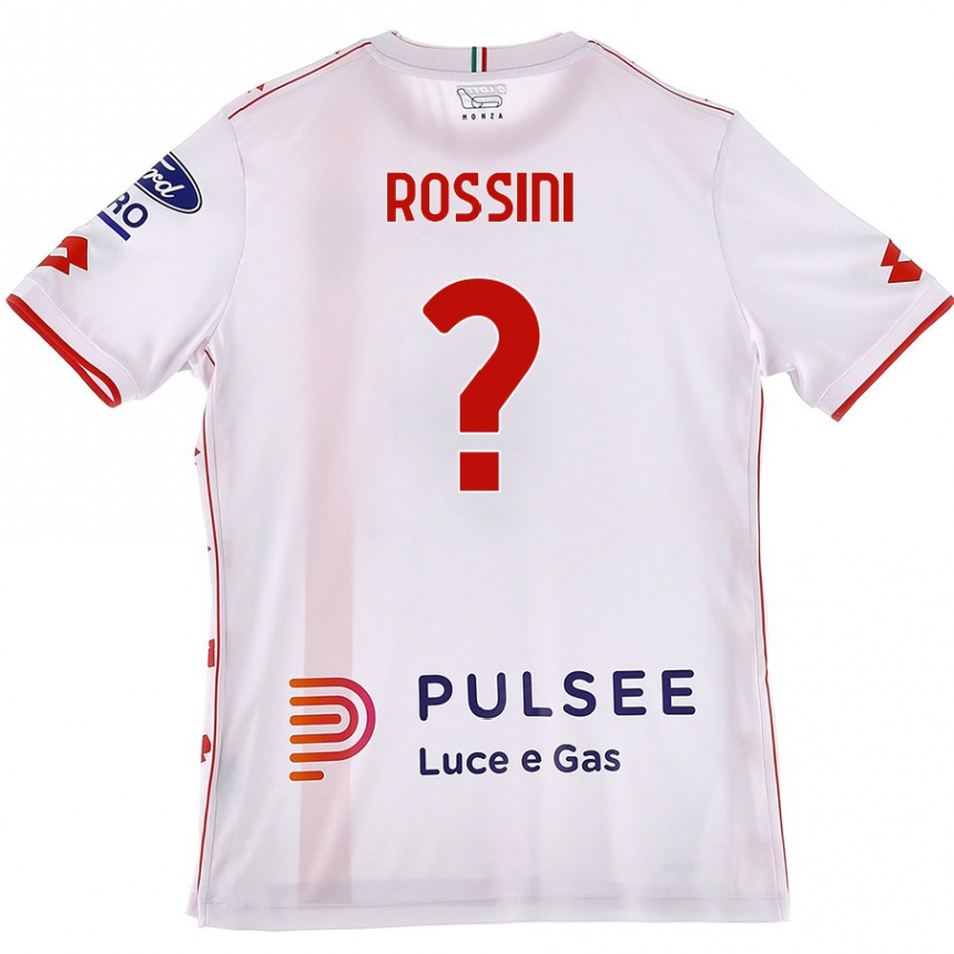 Vaikiškas Luca Rossini #0 Balta Raudona Išvykos Marškinėliai 2024/25 T-Shirt