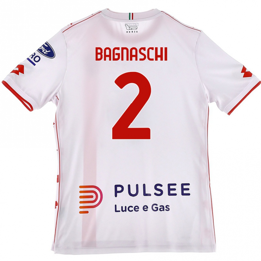 Vaikiškas Alessandro Bagnaschi #2 Balta Raudona Išvykos Marškinėliai 2024/25 T-Shirt