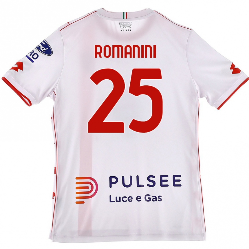 Vaikiškas Andrea Romanini #25 Balta Raudona Išvykos Marškinėliai 2024/25 T-Shirt