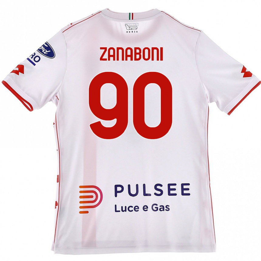 Vaikiškas Emanuele Zanaboni #90 Balta Raudona Išvykos Marškinėliai 2024/25 T-Shirt