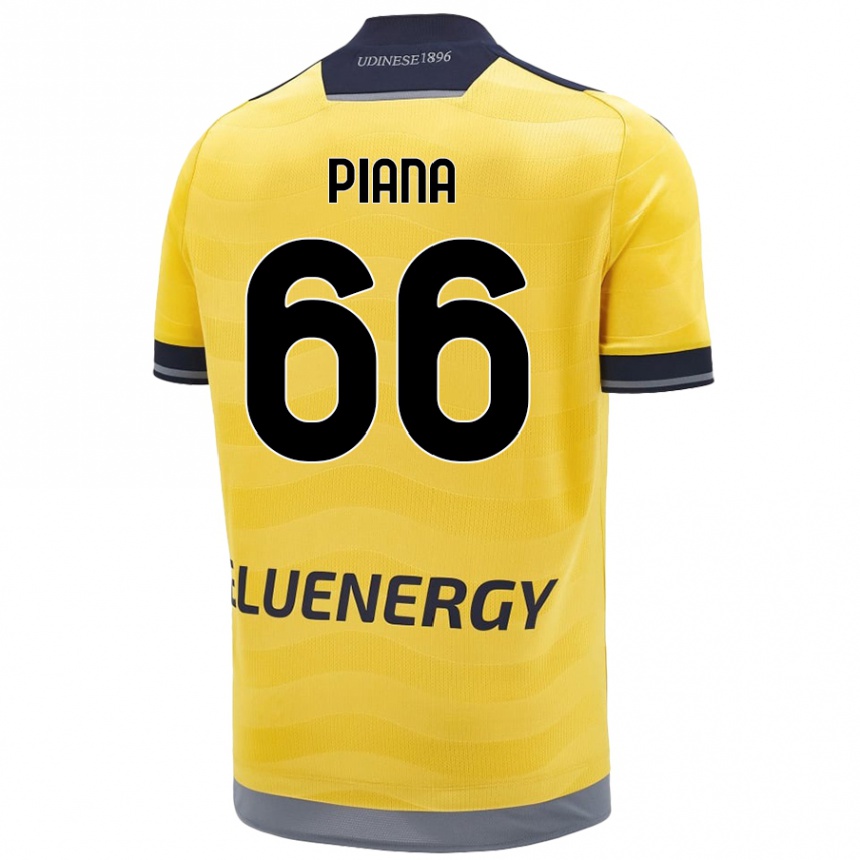 Vaikiškas Edoardo Piana #66 Auksinis Išvykos Marškinėliai 2024/25 T-Shirt