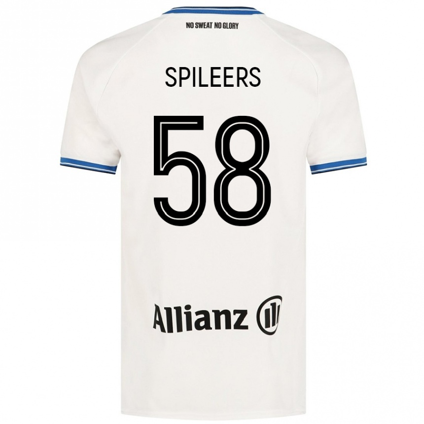 Vaikiškas Jorne Spileers #58 Baltas Išvykos Marškinėliai 2024/25 T-Shirt