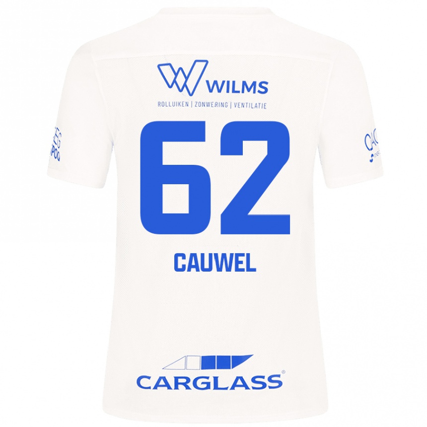 Vaikiškas Michiel Cauwel #62 Baltas Išvykos Marškinėliai 2024/25 T-Shirt