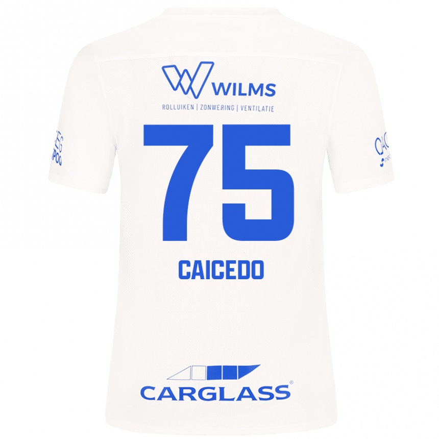 Vaikiškas Alfred Caicedo #75 Baltas Išvykos Marškinėliai 2024/25 T-Shirt