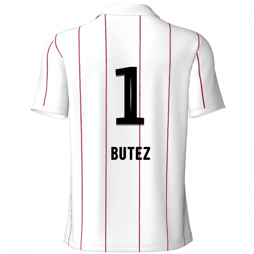 Vaikiškas Jean Butez #1 Balta Juoda Išvykos Marškinėliai 2024/25 T-Shirt